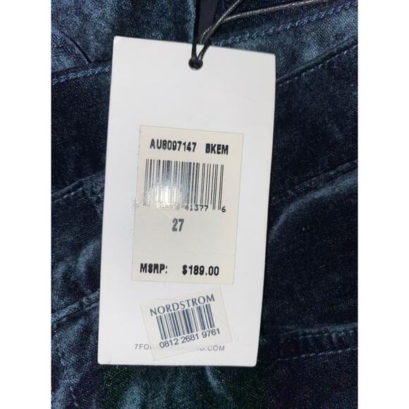 NWT 7 For All Mankind $189 size 27 The Ankle Supper Skinny Green Velvety Pants - Picture 9 of 12